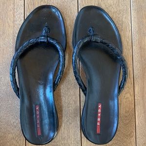 Prada Flip flop sandals size 8 black